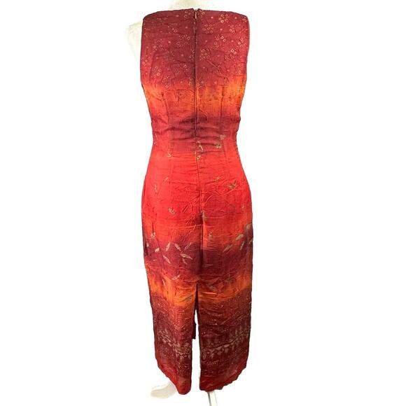 Vintage Orange Ombré Sheer Lined‎ Y2k Whimsical Coquette Fairy Midi Dress Size 6 - Picture 2 of 11